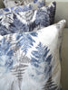 Ferns printed pattern cushion blue grey
