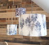 Grey Fern & Blue Leaf Pattern Fabric lampshades