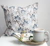 Dark blue & Grey Leaf print fabric cushion