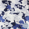Abstract blue floral fabric swatch